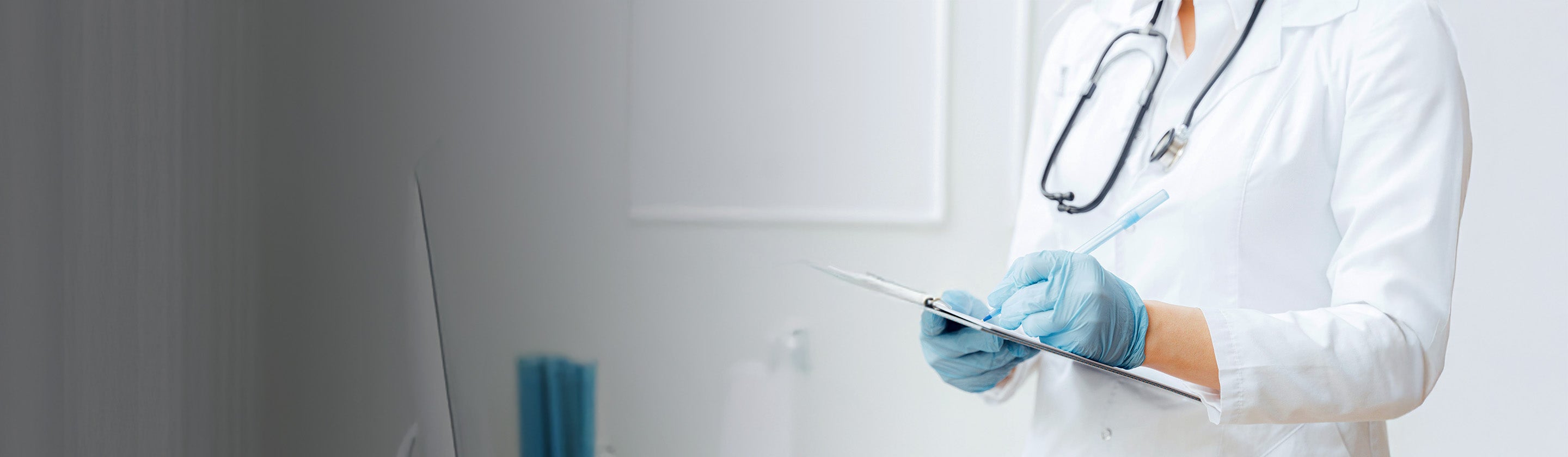 Medical professional holding a clipboard